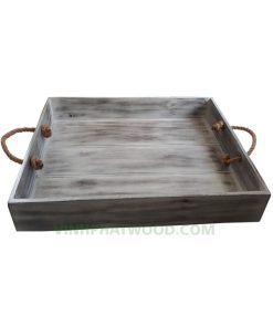 Cordage Handle Wooden Tray